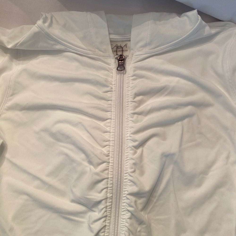 Calia Pure White Hooded Long Sleeved Rashguard Top - Picture 7 of 13